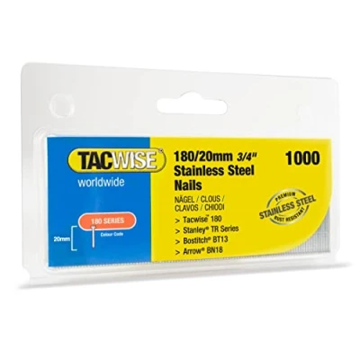 Imagen de TACWISE 1510 Clavos Brad de Acero Inoxidable 18G Tipo 180/20 mm, 1000 Unidades, Plateado