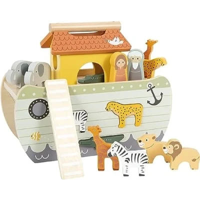 Imagen de small foot Juego de Encaje Arca Noé Safari, Juguete motricidad Madera con 15 Animales, para niños, 12456