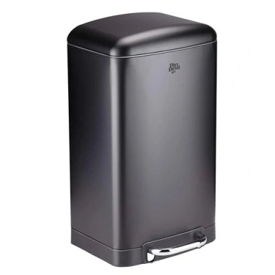 Imagen de Dirt Devil Cubo de basura con pedal 20 l, cierre suave, acero inoxidable, interior extraíble, 30 x 29 52,5 cm, color negro