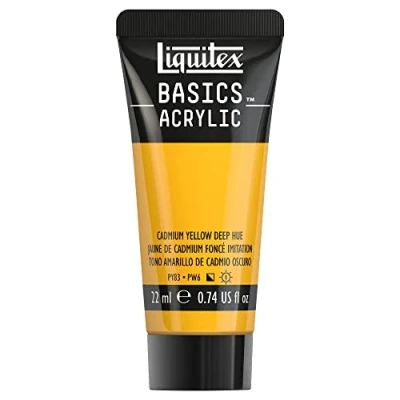 Imagen de Liquitex Basics Pintura Acrílica, Para Bellas Artes y Manualidades, Resistentes a la Luz, Viscosidad Media, Acabado Satinado, Tubo De 22 ml Tono Amarillo Cadmio Oscuro