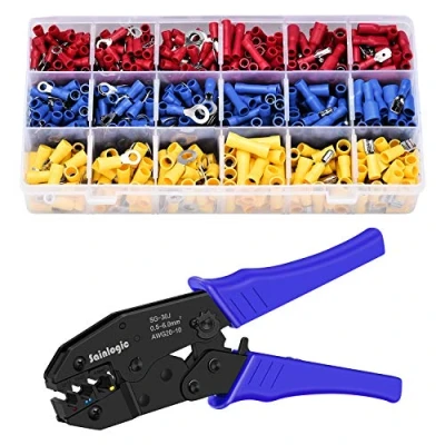 Imagen de Sainlogic Crimpadora de Alambre kit, Juego pinzas Cable con 700 piezas Terminales Eléctricos, Punteras Electricas para Extremos 0,5 6 mm²
