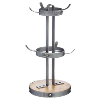 Imagen de KitchenCraft Soporte industrial para tazas y vasos de cocina, madera mango hierro, 8 vasos, 32 cm