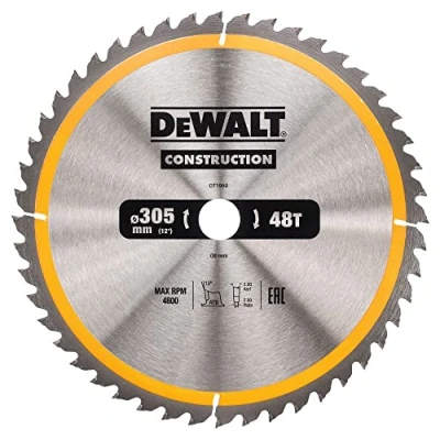 Imagen de DEWALT DT1959 QZ Hoja para Sierra Circular Estacionaria, Longitud(mm)/calibre(mm): 305 x 30 mm; 48 dientes, ángulo +10, Construcción, velocidad Máx 4800 rpm