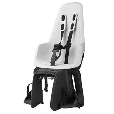 Imagen de BOBIKE 8012100002 Silla Trasera One Maxi con Sistema E BD para Bicicletas Ruedas de 26 a 29 Apta niños Peso máximo 22kg Anclaje en el portaequipajes Color Blanco Nieve