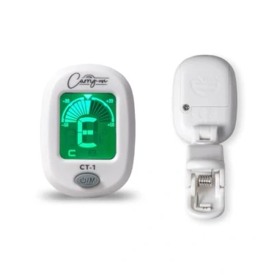 Imagen de Carry on CT 1 Afinador cromático con clip para guitarra, bajo, ukelele C pantalla LCD giratoria, color blanco