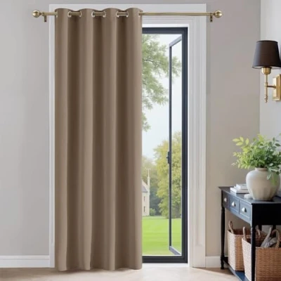 Imagen de PONY DANCE Cortinas Dormitorio Matrimonio Opacas Aislantes Luz con Ojales Cortina Termica Aislante Frio y Calor para Habitacion, 1 Pieza, 132x210 CM (Ancho x Alto), Moca