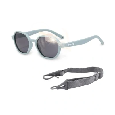 Imagen de Maesy Gafas de sol Yana Baby 1 3 años Flexibles Correa elástica ajustable Protección polarizada UV400 Niños y niñas Hexágono (Azul claro)