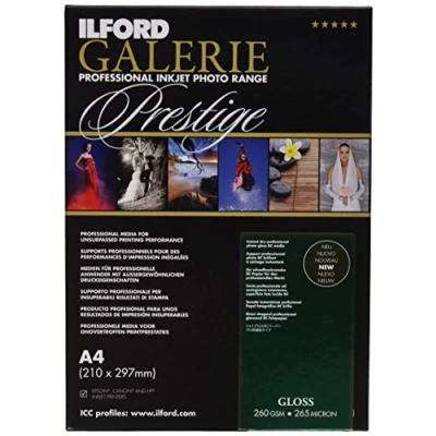 Imagen de Ilford Galerie Gloss Pack 25 Hojas de Papel A4, Color Blanco