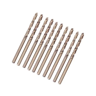 Imagen de Juego de 10 brocas helicoidales acero cobalto M35 alta velocidad (HSS) 1 a 5 mm para taladrar en inoxidable, .