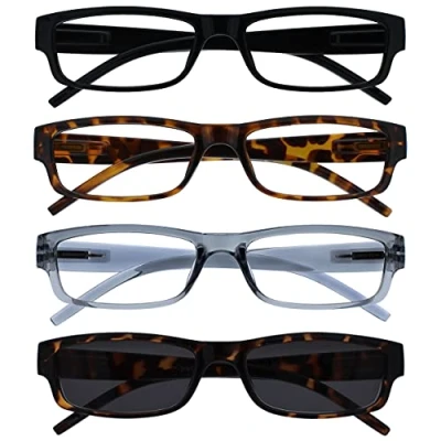 Imagen de La Compañía Gafas De Lectura Negro Marrón Gris Lectores Con UV400 Sol Valor Pack 4 Hombres Mujeres RRRS32 1272 +3,50