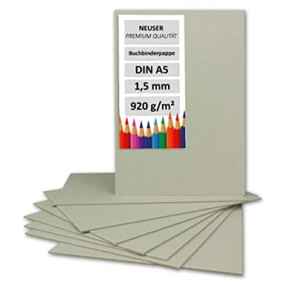 Imagen de 10x Cartón de encuadernación Format: A5 grosor: 1,5 mm (0,15 cm) Gramaje: 920 g/m² Dimensiones: 21 x 14,8 cm color: Gris marrón para manualidades, maquetismo,