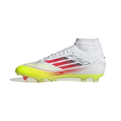 Imagen de adidas Performance F50 League MID FG/MG Botas de fútbol con tacos, Mujer, Talla: 46, Footwear white/lucid red/solar yellow Zapatos