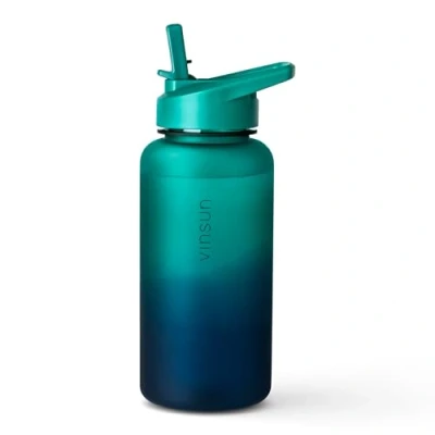 Imagen de VINSUN Botella Gimnasio 1 Litro Agua con Pajita Tritan, Sin BPA, Prueba de Fugas Cantimplora Ligera para Deporte, Oficina, Escuela, Yoga