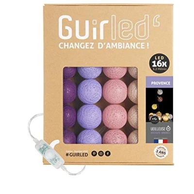 Imagen de GuirLED Guirnalda luminosa bolas de algodón LED USB Luz noche para bebé 2h Adaptador corriente dual 2A incluido 3 intensidades 16 1,6m Provence