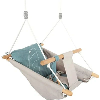 Imagen de Small Foot Columpio para bebé Seaside, Madera, Tela, Moderno, Interior, Correas, a Partir de 12 Meses, 12327 Juguete, Color Colorido, 70 x 45 34 cm
