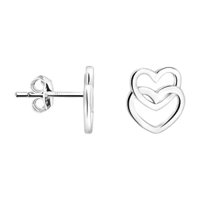 Imagen de SOFIA MILANI Pendientes para Mujeres en Plata de Ley 925 Pendiente Botón Corazón Doble E1972