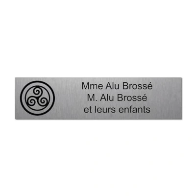 Imagen de Placa grabada para nombre y número buzón Triskel autoadhesivo, 10 x 2,5 cm, personalizada, 1 a 3 líneas, aluminio cepillado