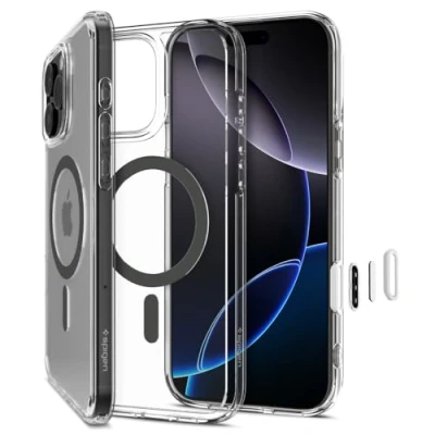 Imagen de Spigen Ultra Hybrid T MagFit Plástico Back Cover Transparente/Negro Apple iPhone 16 Pro Max