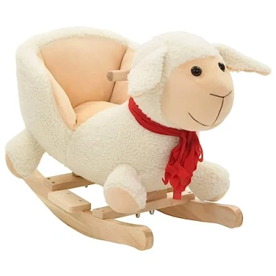 Imagen de vidaXL Caballito Balancín Respaldo Niño Blanco Mecedora Oveja Peluche Niños