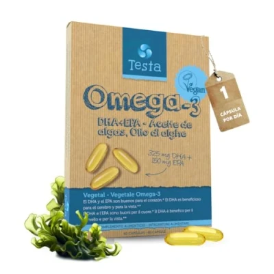 Imagen de Testa Omega 3 Aceite de Algas cápsulas 535mg por cápsula Vegano DHA + EPA 60