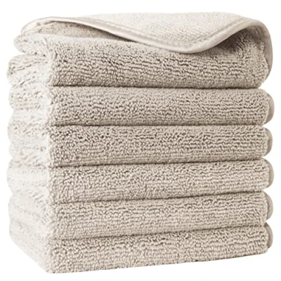Imagen de Polyte Toalla para la cara de microfibra superabsorbente antipelusa Beige 33 x cm Pack 6