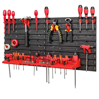 Imagen de PAFEN Sistema de almacenamiento 772 x 390 mm, cajas apilables, estantería pared, 16 soportes para herramientas