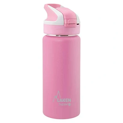 Imagen de Botella de Agua Térmica al Vacío Acero Inoxidable Doble Pared Laken (0,5L Rosa) Tecnología 24 Horas Frío Ideal para Trabajo o Deporte Cierre Hermético y Uso Vertical