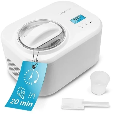 Imagen de Clatronic® ICM 3799 Ice Cream Maker and Yoghurt Maker, in 20 Minutes, for up to 1000 ml, with Compressor Frozen Yoghurt, Includes Recipe Suggestions