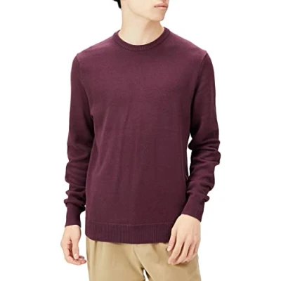 Imagen de Amazon Essentials Jersey de cuello redondo (Disponible en Tallas Grandes) Hombre, Burdeos, XS