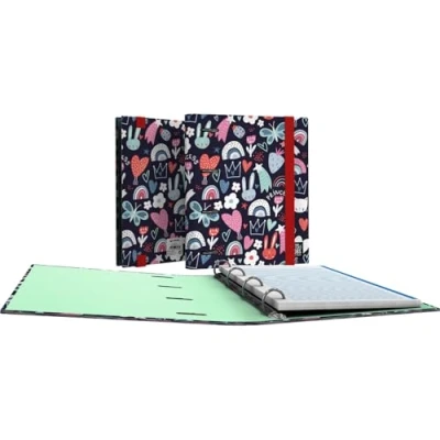 Imagen de Grafoplas Carpeta con Recambio A5, Carpebook Princess Bits&amp;Bobs, Incluye Hojas 90g Cuadricula 5x5 Borde Color, Lomo Curvo Ergonómico, 4 Anillas Redondas 25mm, FSC, Perfecto Material Escolar