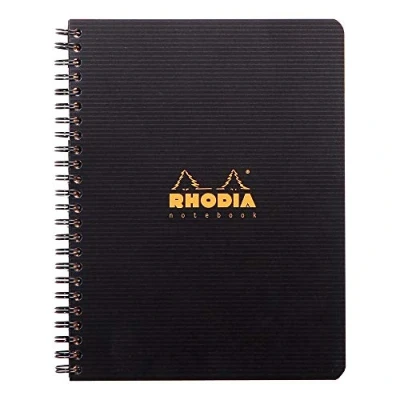 Imagen de RHODIA 119911C Cuaderno espiral (encuadernado completo) negro A5+ forrado 160 páginas desmontables Perf. 6 agujeros Papel Clairefontaine 90g Cubierta Polypro (plástico) Rodiactivo