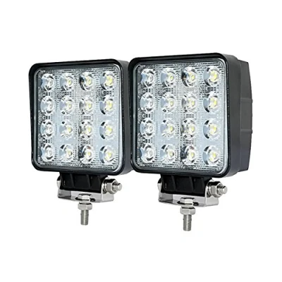 Imagen de Faros de Trabajo Led,JieHe 48W luces LED Flood Barra 4x4 Light Bar Montaje antiniebla IP67 Impermeable para Off Road, Camión,Coche, ATV, SUV, Barco（2PCS）