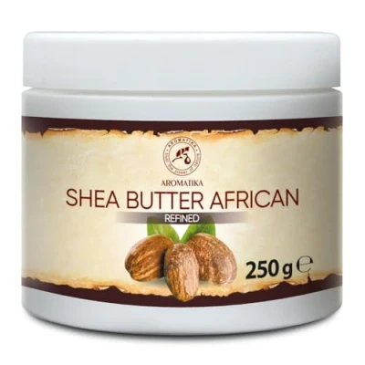 Imagen de Manteca de Karité Africana 250g Ghana Refinado 100% Puro y Natural Mejor para Cabello Piel Labio Cara Cuidado del Cuerpo Shea Butter Botella Vidrio