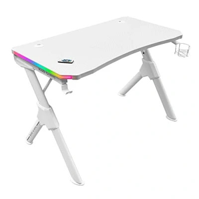 Imagen de Mars Gaming MGDRGBW, Mesa RGB, Soporte Cascos + Botella, 110x60cm, Blanco