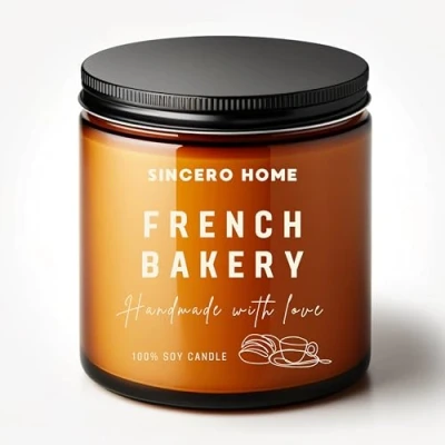 Imagen de Vela Perfumada de Aroma a Panadería: Regalo con Cera Soja Natural, 60 Horas Duración. Potencia la Decoración del Hogar y Crea un Ambiente Relajante Acogedor