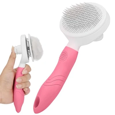 Imagen de Belle Vous Cepillo Autolimpiable para Perros y Gatos 1x Peine Quitapelos Color Rosa Perro Gato de Pelo Largo o Corto Accesorio Quitapelo Mascotas