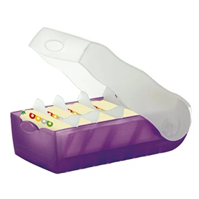 Imagen de Han Croco 998 673 Fichero para tarjetas de aprendizaje (tamaño A8, capacidad 500 tarjetas, con 5 separadores apoyo), color morado y translúcido