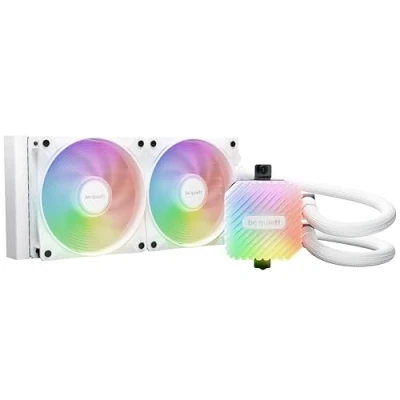 Imagen de be quiet! Light Loop 240 mm White CPU refrigerador con agua para sistemas muyoverclockeados, elegante bloque de refrigeración ARGB, 2 ventiladores WingsLX PWM high speed, ARGB Hub