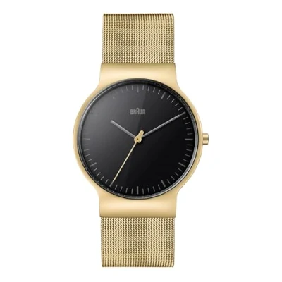 Imagen de Braun Gents BN0211 Classic Slim Watch with Black Dial and Gold Mesh Bracelet