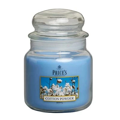 Imagen de Price&#039;s Vela en tarro mediano de algodón polvo, dulce, deliciosa, fragancia calidad, aroma larga duración, hasta 90 horas combustión, ideal para todas las ocasiones
