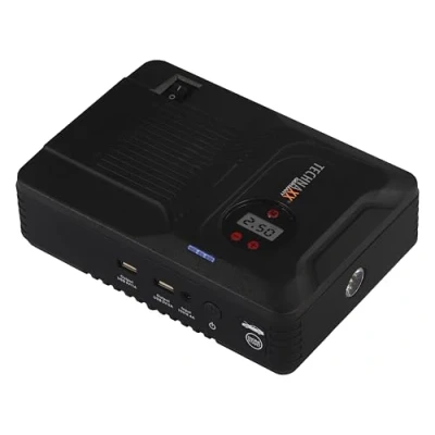 Imagen de Technaxx TX 219 Arrancador de Coche Multifuncional 4 en 1 (Gasolina hasta 4,0L / Diesel 3,0L), compresor Aire 3,5 Bar, powerbank, Linterna LED batería 14000 mAh, 2 Cargadores USB A