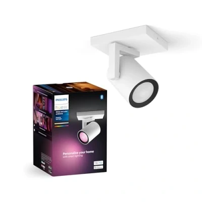 Imagen de Philips Hue White &amp; Color Ambiance Argenta, focos LED regulables para el sistema de iluminación con 16 millones colores, control inteligente la luz mediante voz y app, blanco