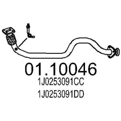 Imagen de MTS 01.10046 Tubo de escape 890 delante para silenciador intermedio VOLKSWAGEN: Golf 4, 4 Variant, SEAT: Leon I Hatchback, Toledo 2 Limousine