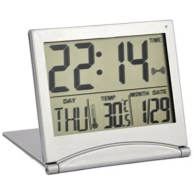 Imagen de TRIXES Reloj de Escritorio Plata Pantalla LCD Digital Función Alarma y repetición