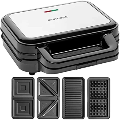 Imagen de CONCEPT Sándwichera con placas intercambiables 4 en 1 SV3070, 900 W, color negro