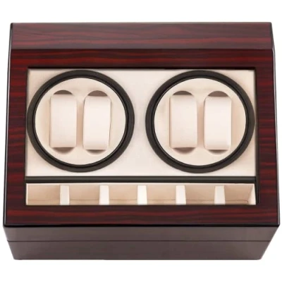 Imagen de HBselect Caja Giratoria para Relojes Automaticos Silencioso Madera (para 4+ 6 Relojes)