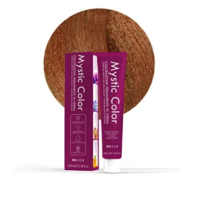 Imagen de Mystic Color, Tinte para el Cabello, Fórmula Enriquecida con Aceite de Argán y Caléndula, Coloración Permanente en Crema Larga Duración, Rubio Cobrizo Dorado 7.43, 100 ml