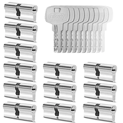 Imagen de GERCAR 12 cilindros de cerradura con cierre uniforme, perfil 30/30, incluye 60 llaves mm, doble para puerta, juego unidades, longitud: A: 30 B: