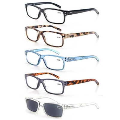 Imagen de Un Pack de 5 Gafas Lectura 1.0 para Hombres/Mujeres Lente Clara,Vision Clara,Efecto Madera Moda,Practicas,Ligeras,Comodas