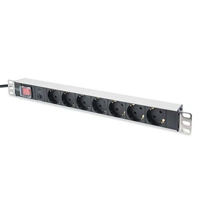 Imagen de DIGITUS Regleta 19&quot; 7 tomas 1U 250VAC 50/60Hz 16A 4000W Con protección de sobrecarga